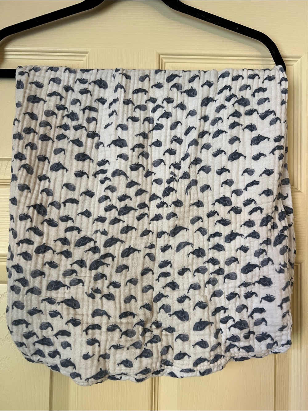 Whale Print Muslin Changing Pad Fitted Sheet - White & Navy